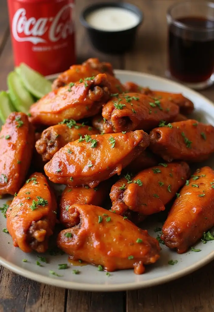 25 BBQ Chicken Wing Recipes That Deserve a Spot at Game Night - 13. Buffalo BBQ Coca-Cola Wings