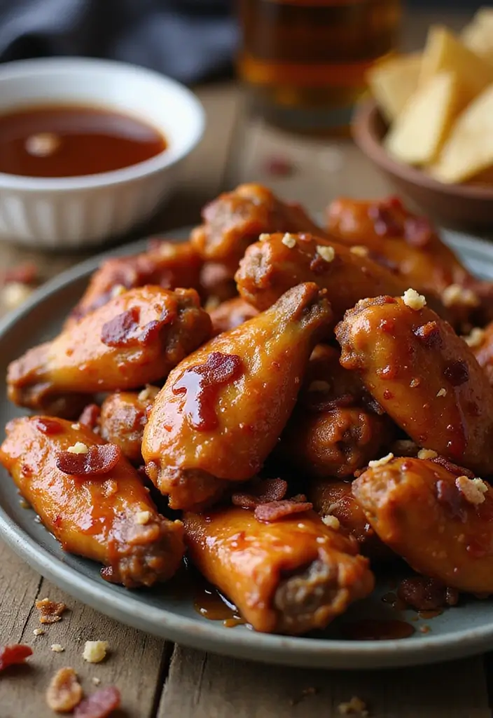 25 BBQ Chicken Wing Recipes That Deserve a Spot at Game Night - 8. Maple Bacon BBQ Wings
