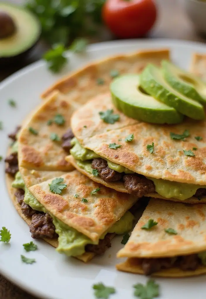 25 Cheesy Steak Quesadilla Recipes That Ooze with Goodness - 13. Creamy Avocado Steak Quesadilla
