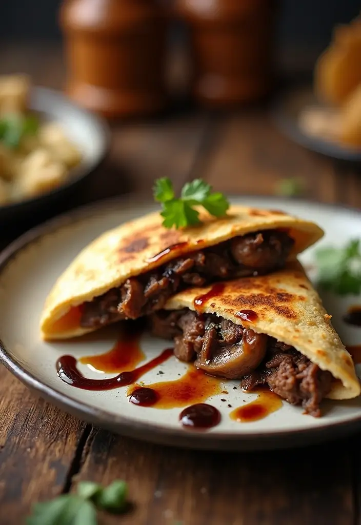 25 Cheesy Steak Quesadilla Recipes That Ooze with Goodness - 3. Steak and Mushroom Quesadilla