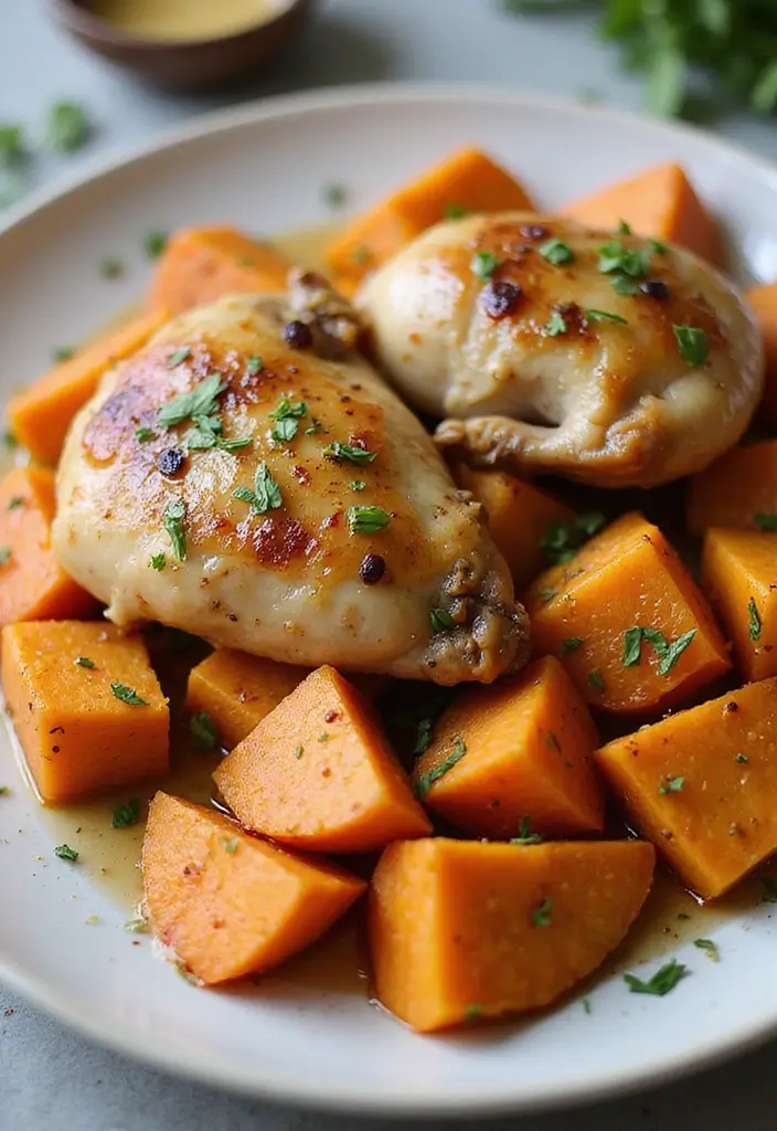 25 Honey Garlic Chicken Recipes Sweet Enough to Steal the Show - 17. Honey Garlic Chicken and Sweet Potatoes