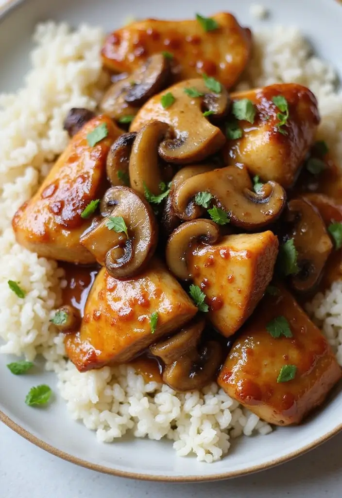 25 Honey Garlic Chicken Recipes Sweet Enough to Steal the Show - 18. Honey Garlic Chicken with Mushrooms