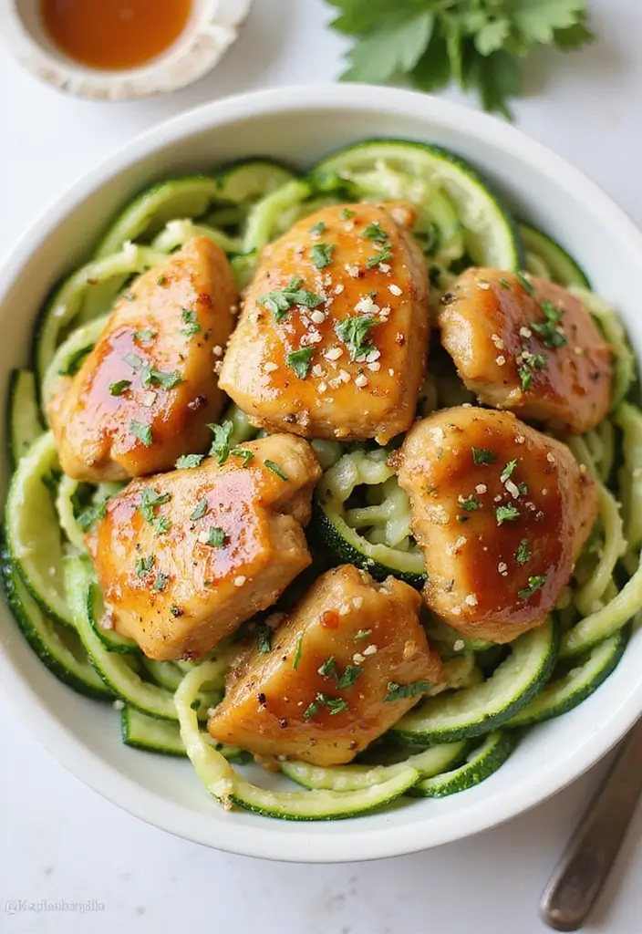 25 Honey Garlic Chicken Recipes Sweet Enough to Steal the Show - 24. Honey Garlic Chicken with Zucchini Noodles