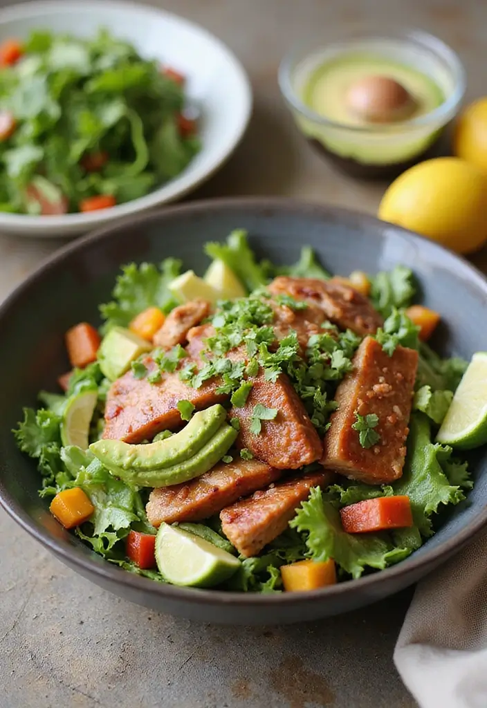 26 BBQ Pork Recipes That Keep Family Nights Exciting - 15. BBQ Pork Salad with Avocado Dressing