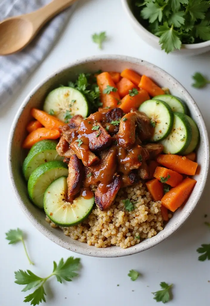 26 BBQ Pork Recipes That Keep Family Nights Exciting - 23. BBQ Pork and Quinoa Bowls