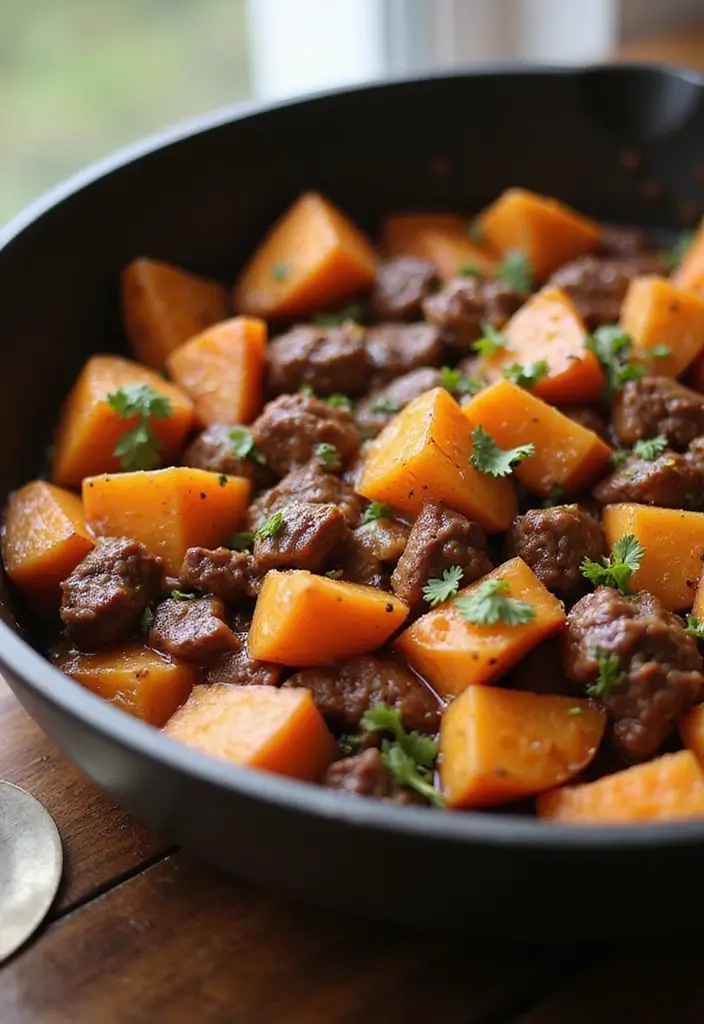 26 Beef Skillet Recipes That Nail Flavor Without Fuss - 14. Beef and Sweet Potato Skillet