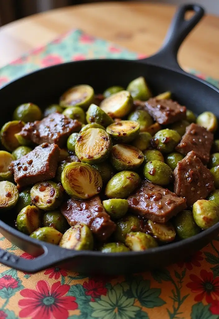 26 Beef Skillet Recipes That Nail Flavor Without Fuss - 23. Beef and Brussels Sprouts Skillet