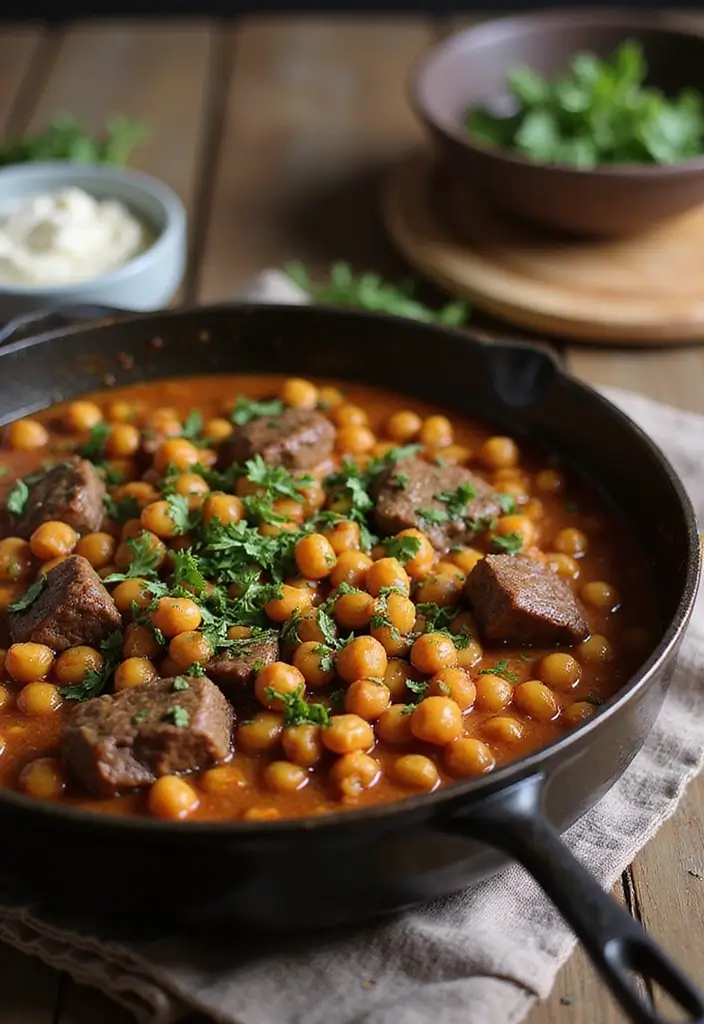 26 Beef Skillet Recipes That Nail Flavor Without Fuss - 24. Beef and Chickpeas Skillet