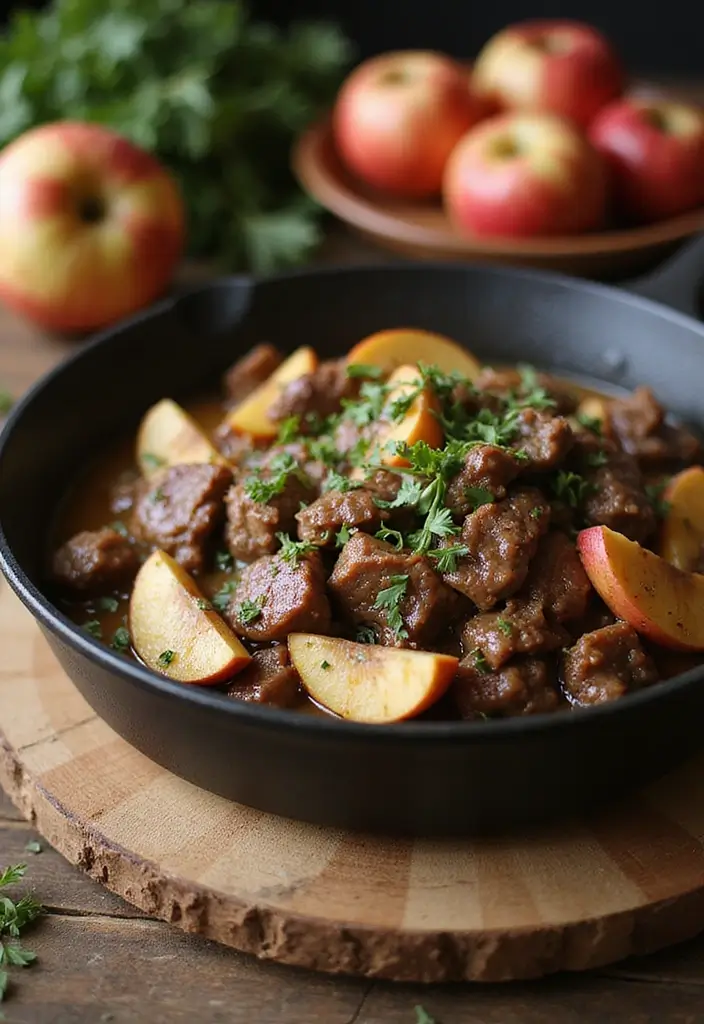 26 Beef Skillet Recipes That Nail Flavor Without Fuss - 26. Beef and Apple Skillet