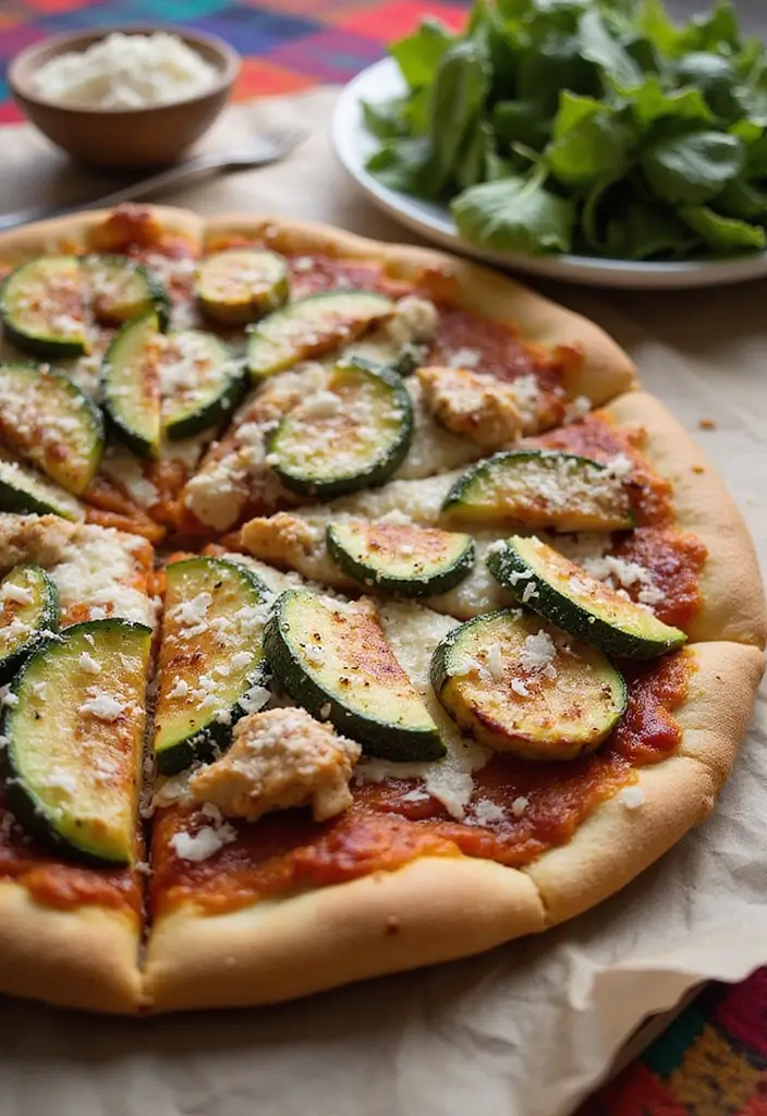 27 BBQ Chicken Pizza Recipes That Taste Like Pure Weekend - 11. BBQ Chicken Pizza with Zucchini and Parmesan