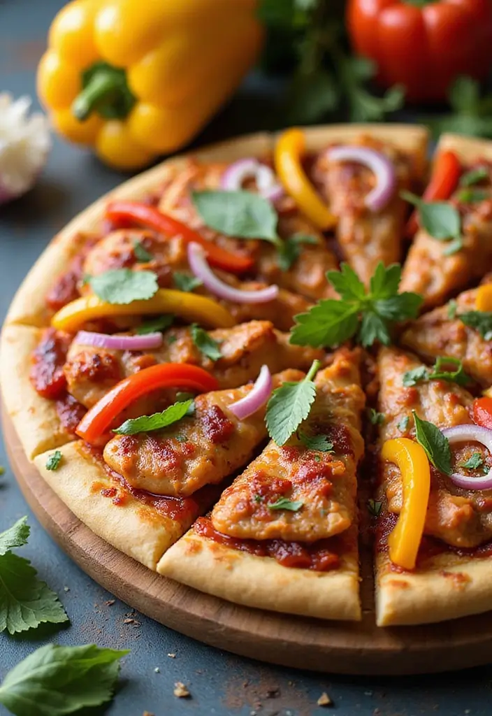 27 BBQ Chicken Pizza Recipes That Taste Like Pure Weekend - 21. BBQ Chicken Pizza with Peppers and Onions