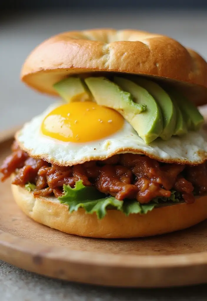 27 BBQ Pulled Beef Recipes That Reinvent Sandwich Night - 15. BBQ Pulled Beef Breakfast Sandwiches