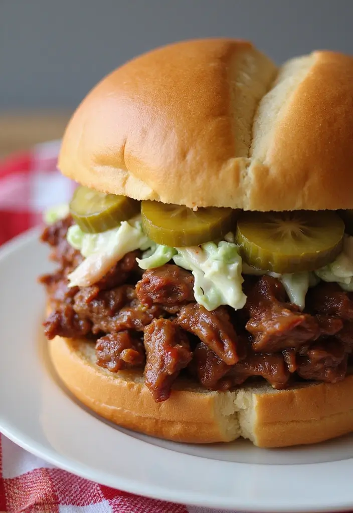 27 BBQ Pulled Beef Recipes That Reinvent Sandwich Night - 21. BBQ Pulled Beef with Coleslaw