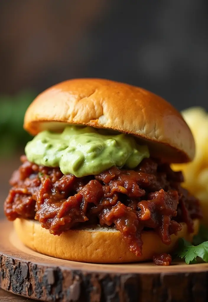 27 BBQ Pulled Beef Recipes That Reinvent Sandwich Night - 23. BBQ Pulled Beef with Avocado Cream