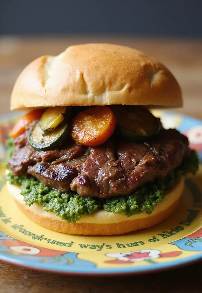 27 Ribeye Steak Sandwiches That Redefine Comfort Food - 13. Ribeye Steak Sandwich with Pesto and Roasted Veggies