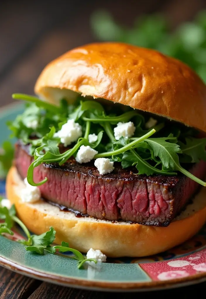 27 Ribeye Steak Sandwiches That Redefine Comfort Food - 19. Ribeye Steak Sandwich with Arugula and Feta