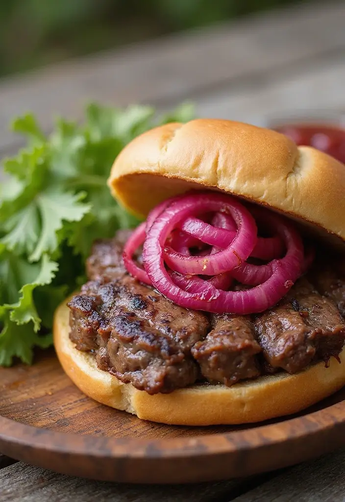 27 Ribeye Steak Sandwiches That Redefine Comfort Food - 20. Ribeye Steak Sandwich with Pickled Onions