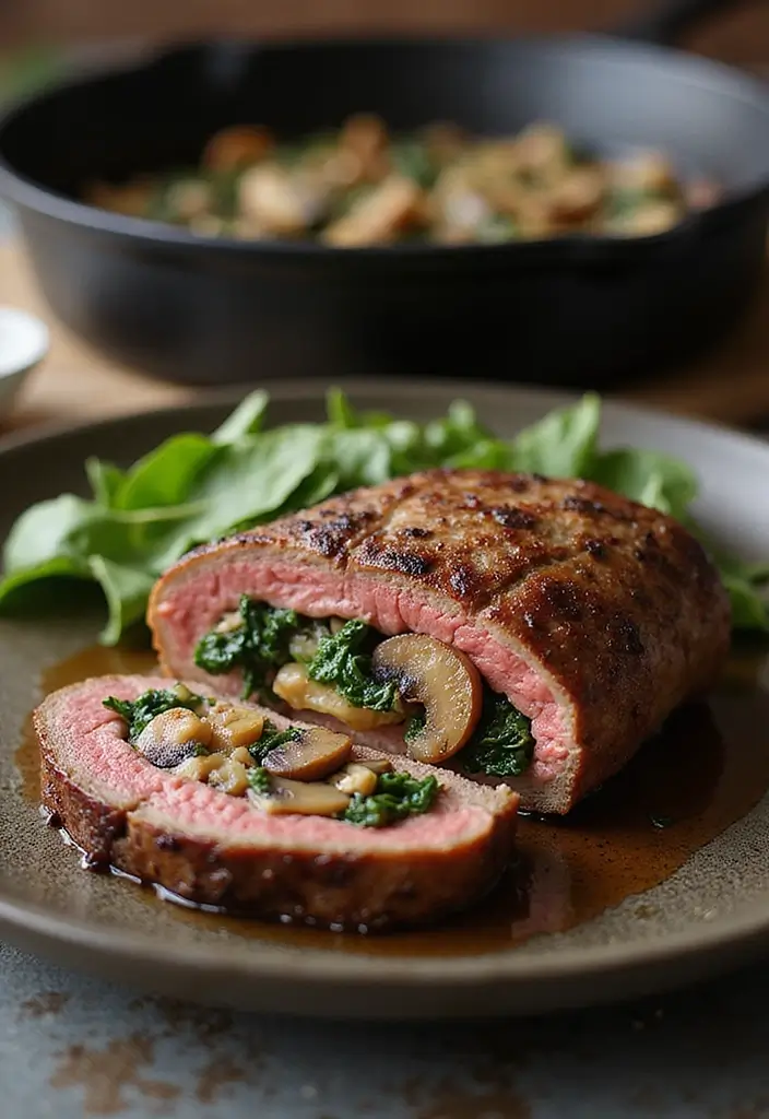 28 Cast Iron Steak Recipes That Deliver Perfect Sear Every Time - 18. Mushroom and Spinach Stuffed Steak