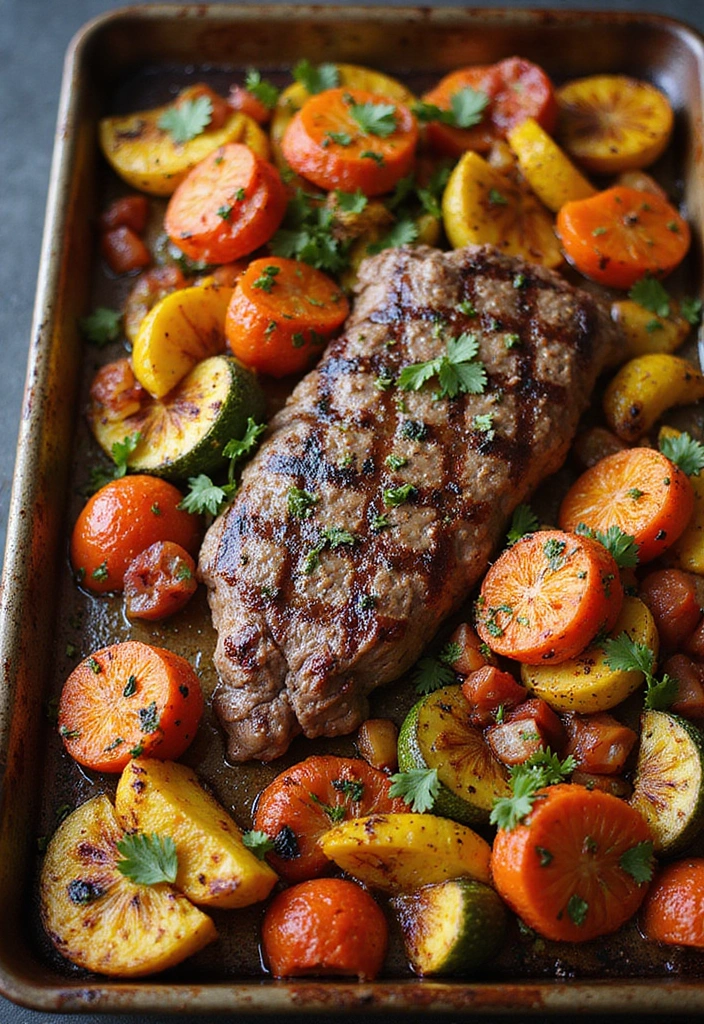 28 Cast Iron Steak Recipes That Deliver Perfect Sear Every Time - 21. Steak and Veggie Sheet Pan Dinner