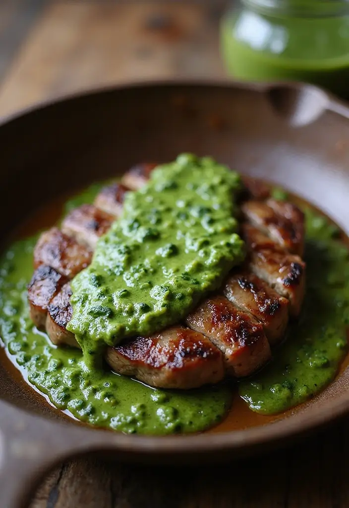 28 Cast Iron Steak Recipes That Deliver Perfect Sear Every Time - 22. Cast Iron Steak with Chimichurri Sauce