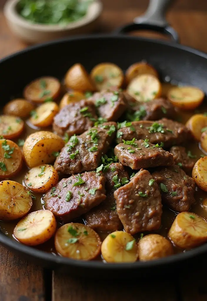 28 Cast Iron Steak Recipes That Deliver Perfect Sear Every Time - 24. Steak and Potato Hash