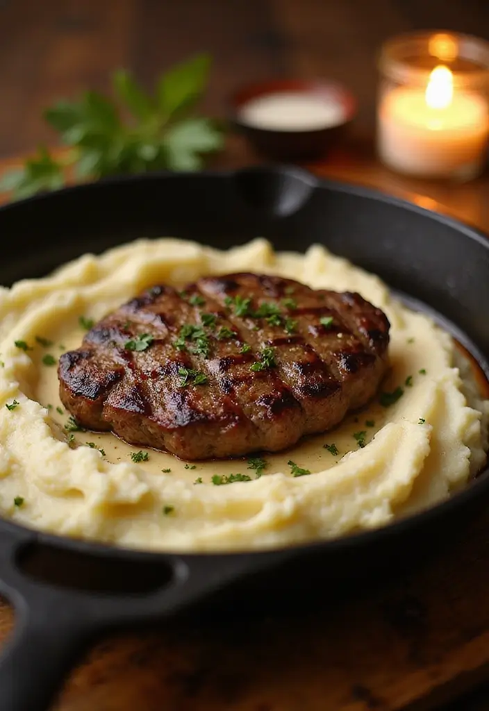 28 Cast Iron Steak Recipes That Deliver Perfect Sear Every Time - 27. Steak with Garlic Mashed Potatoes