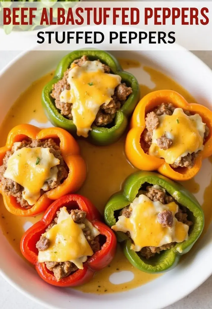 28 Comforting Meat Casserole Recipes That Warm the Table - 25. Beef and Cheese Stuffed Peppers