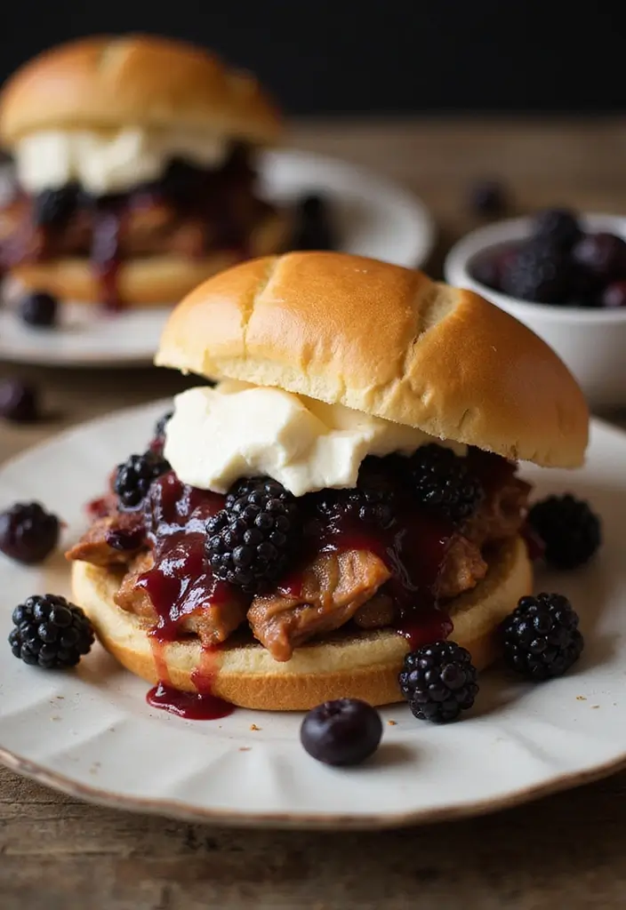 28 Pulled Pork Sandwich Recipes That Are Backyard Favorites - 12. Blackberry BBQ Pulled Pork Sandwich
