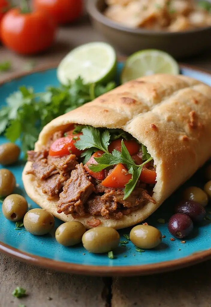 28 Pulled Pork Sandwich Recipes That Are Backyard Favorites - 14. Mediterranean Pulled Pork Pita