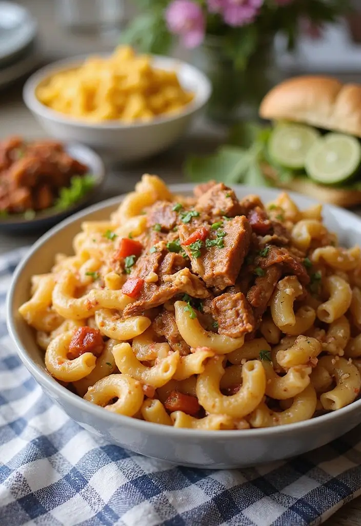 28 Pulled Pork Sandwich Recipes That Are Backyard Favorites - 23. BBQ Pulled Pork and Macaroni Salad