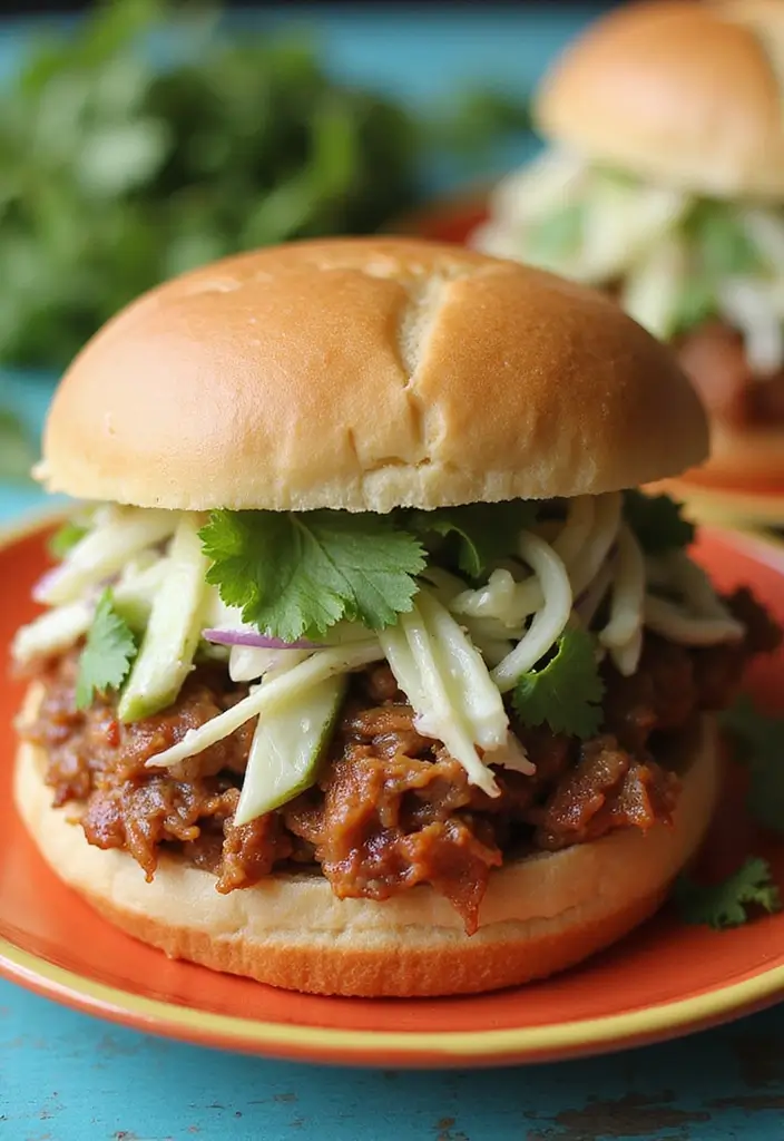 28 Pulled Pork Sandwich Recipes That Are Backyard Favorites - 9. Pulled Pork Sandwich with Cilantro-Lime Slaw