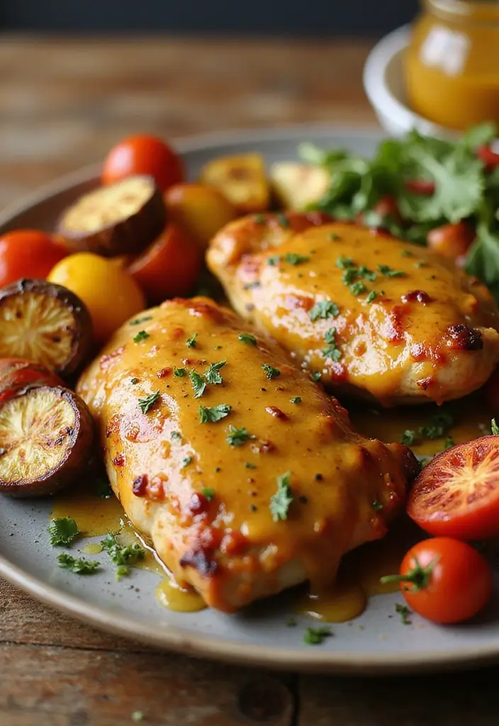 28 Sheet Pan Chicken Recipes That Save Weeknights Fast - 2. Honey Mustard Chicken and Veggies