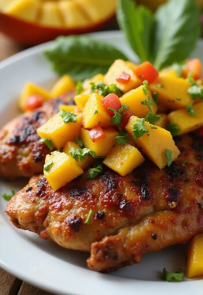 28 Sheet Pan Chicken Recipes That Save Weeknights Fast - 23. Jamaican Jerk Chicken with Mango Salsa