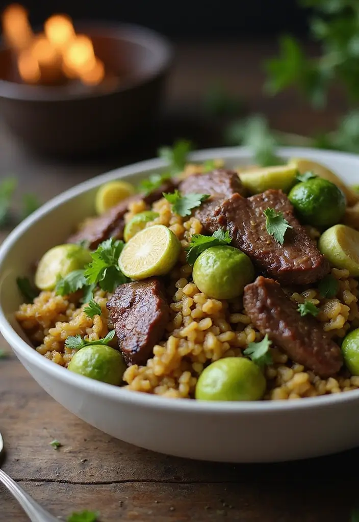 29 Steak Fried Rice Recipes That Beat Takeout Every Time - 25. Beef and Brussels Sprouts Fried Rice