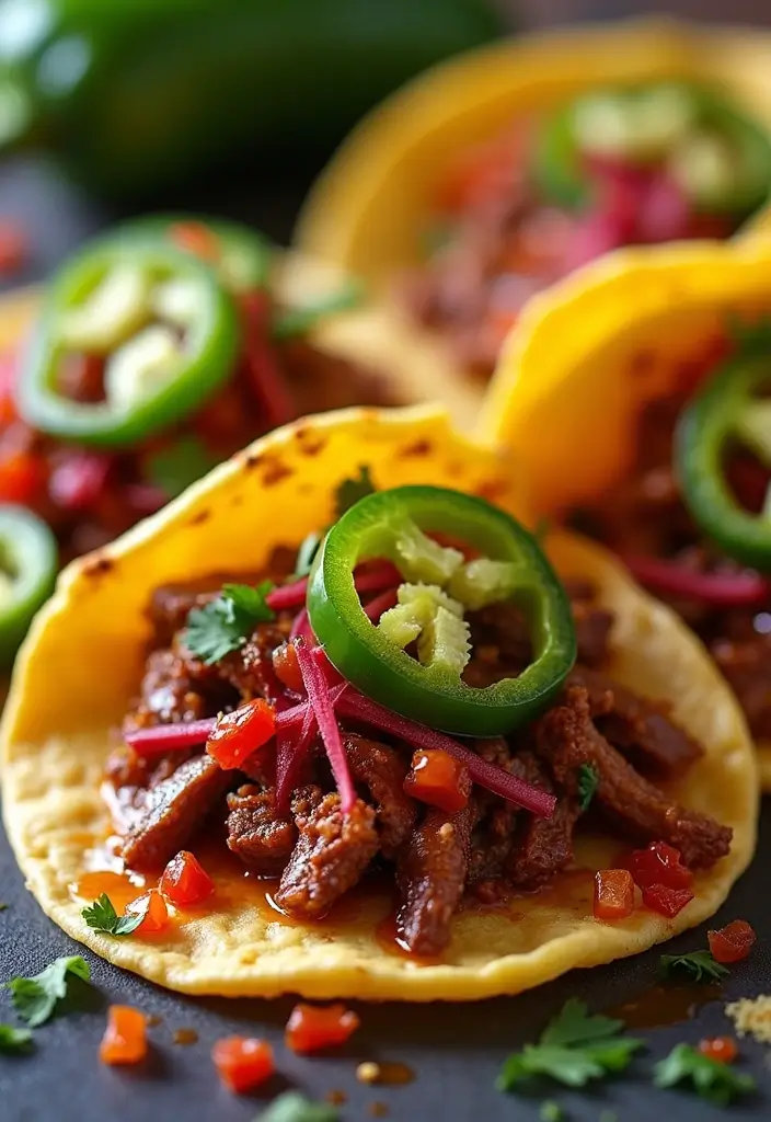 30 BBQ Brisket Taco Recipes That Change Taco Night - 10. BBQ Brisket Tacos with Pickled Jalapeños