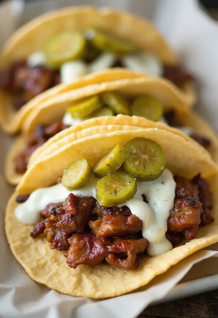 30 BBQ Brisket Taco Recipes That Change Taco Night - 12. BBQ Brisket Tacos with Zesty Dill Pickle Sauce