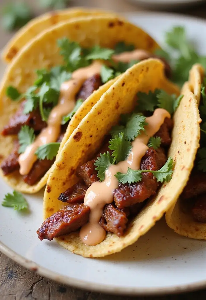 30 BBQ Brisket Taco Recipes That Change Taco Night - 13. Brisket Tacos with BBQ Ranch Dressing