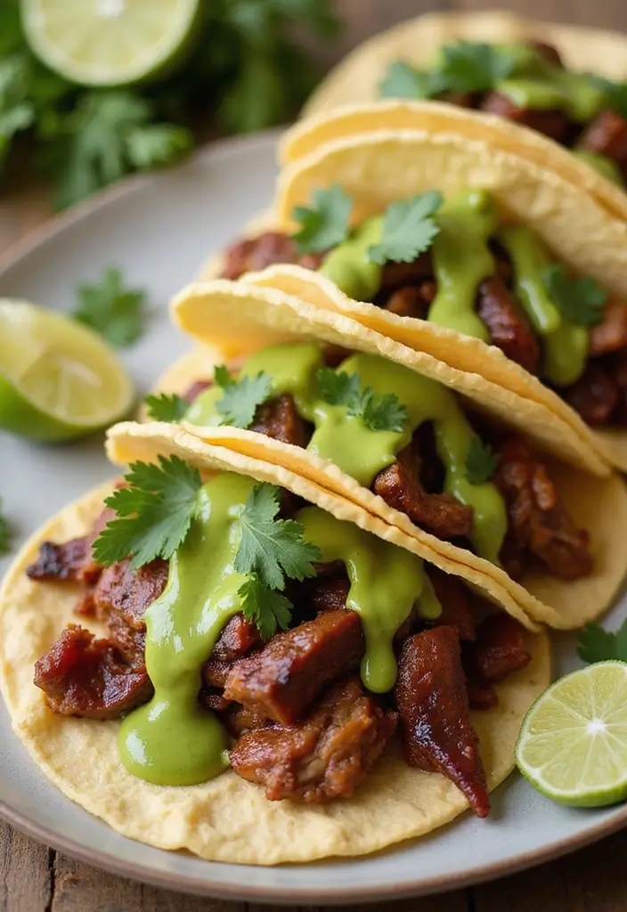 30 BBQ Brisket Taco Recipes That Change Taco Night - 22. BBQ Brisket Tacos with Avocado Lime Dressing