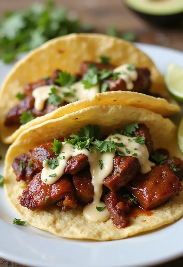 30 BBQ Brisket Taco Recipes That Change Taco Night - 23. BBQ Brisket Tacos with Garlic Herb Sauce