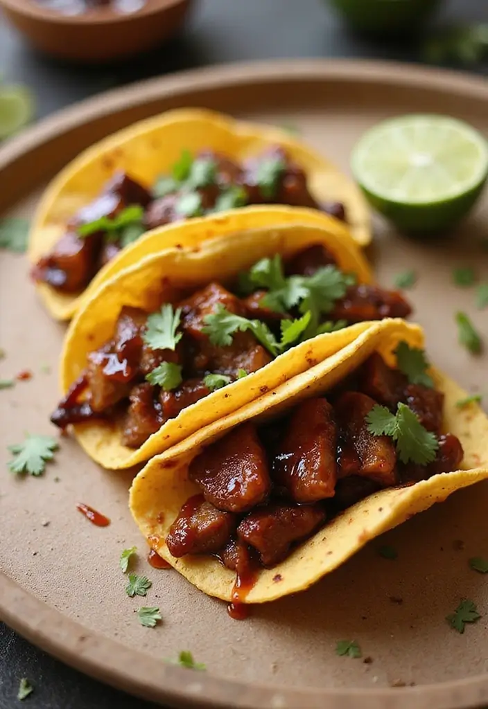 30 BBQ Brisket Taco Recipes That Change Taco Night - 24. BBQ Brisket Tacos with Sweet Soy Glaze
