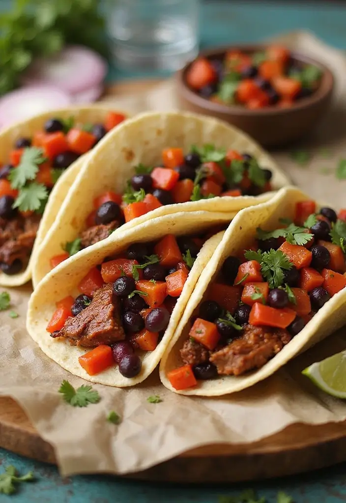 30 BBQ Brisket Taco Recipes That Change Taco Night - 28. BBQ Brisket Tacos with Black Bean Relish