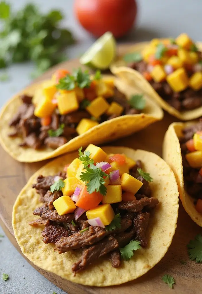 30 BBQ Brisket Taco Recipes That Change Taco Night - 5. Brisket Tacos with Mango Salsa