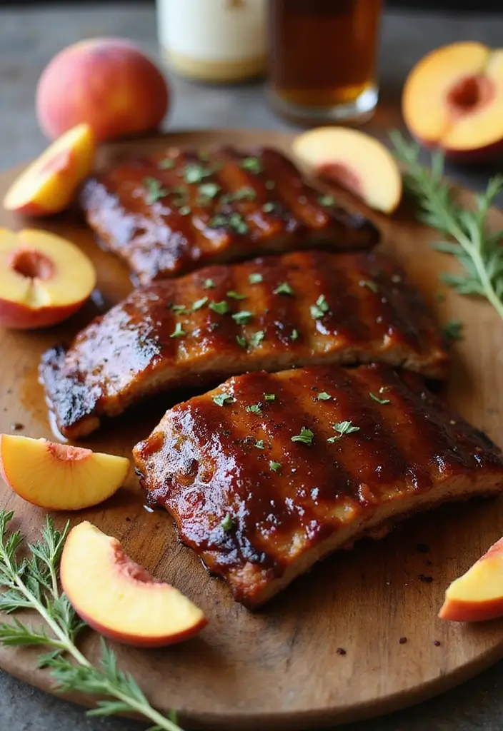 30 Game Day Rib Recipes That Are Finger-Lickin’ Good - 10. Bourbon Peach Glazed Ribs