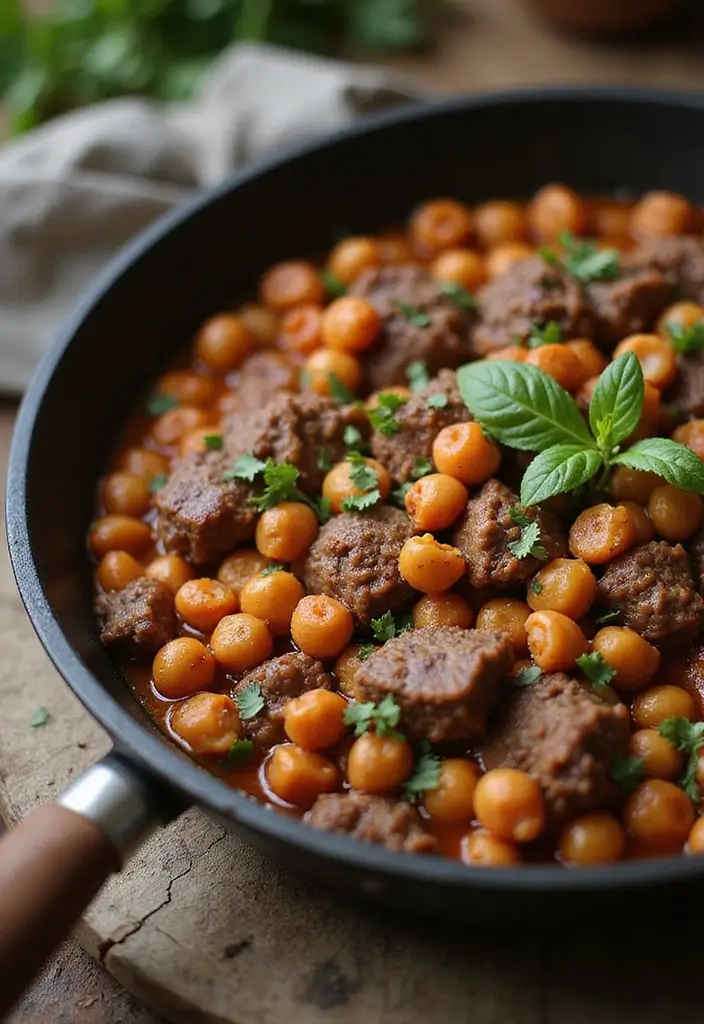 30 Ground Beef Skillet Recipes That Are Weeknight Winners - 22. Beef and Chickpea Skillet