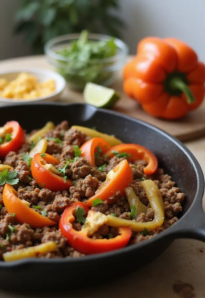 30 Ground Beef Skillet Recipes That Are Weeknight Winners - 24. Beef and Bell Pepper Skillet