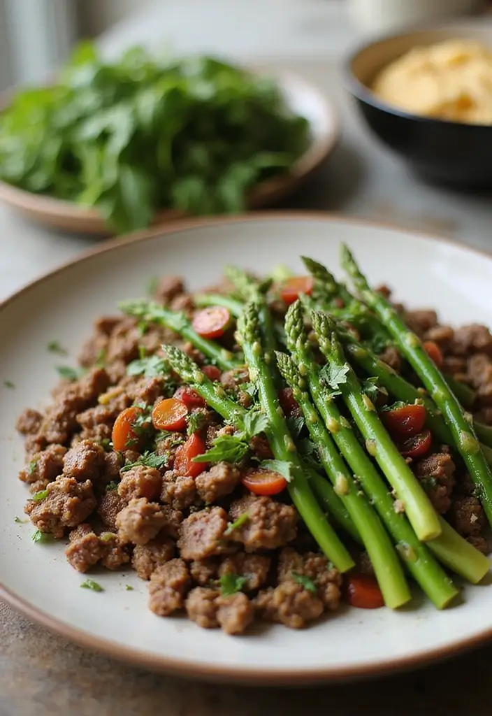 30 Ground Beef Skillet Recipes That Are Weeknight Winners - 26. Beef and Asparagus Skillet