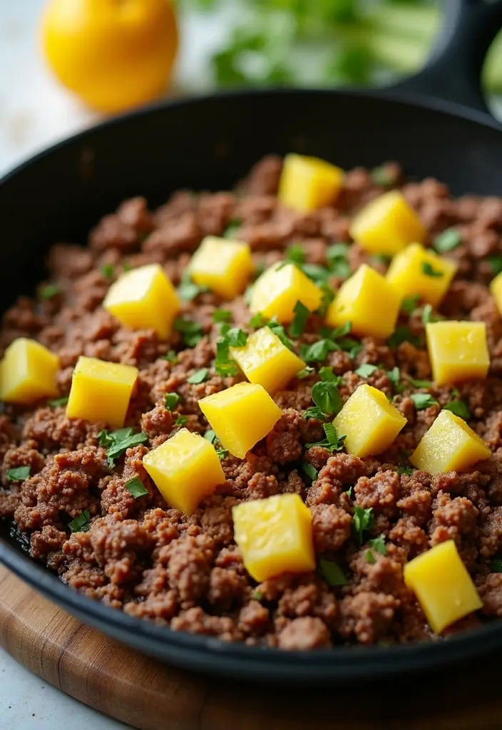 30 Ground Beef Skillet Recipes That Are Weeknight Winners - 29. Beef and Pineapple Skillet