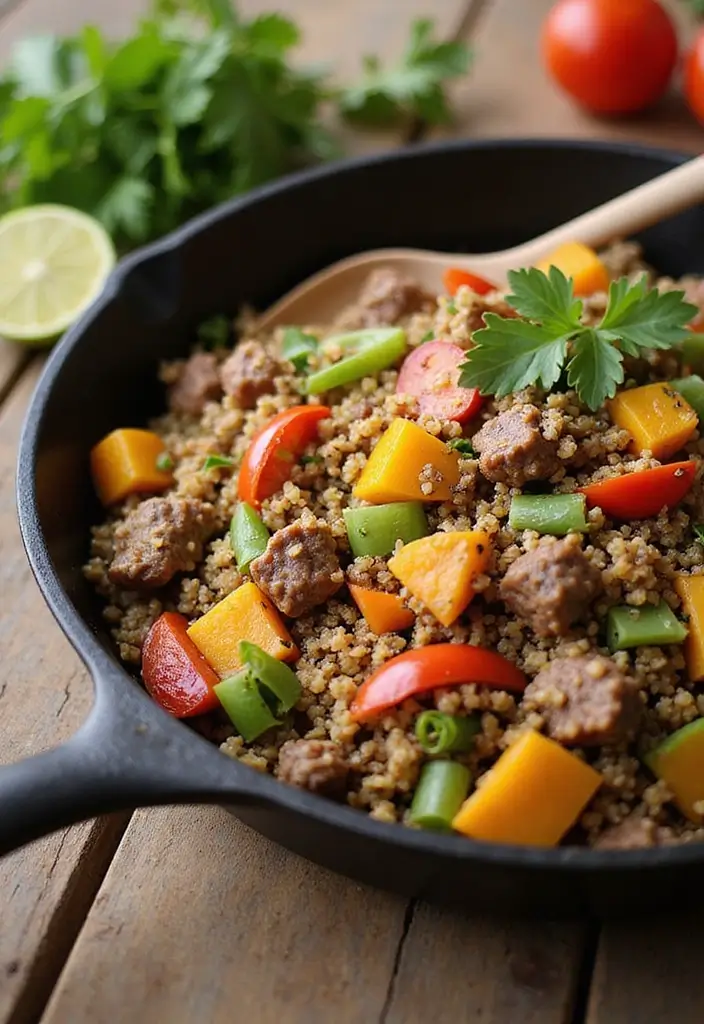 30 Ground Beef Skillet Recipes That Are Weeknight Winners - 5. Beef and Quinoa Skillet