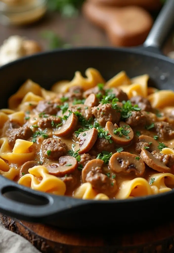 30 Ground Beef Skillet Recipes That Are Weeknight Winners - 7. Beef Stroganoff Skillet