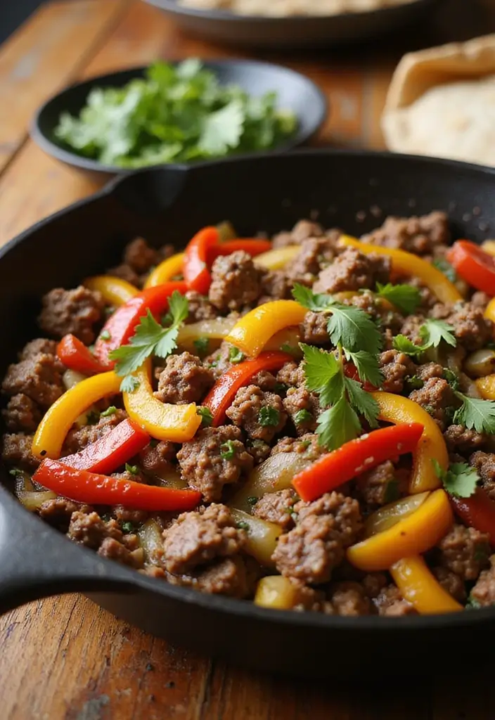 30 Ground Meat Skillet Recipes That Make Busy Nights Easy - 10. Ground Beef Fajita Skillet